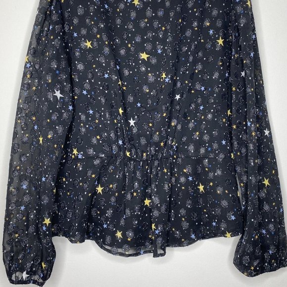 UNTUCKit Scarlett Starry Button Blouse Women’s Sz Large Semi Sheer Long Sleeve - Picture 9 of 13